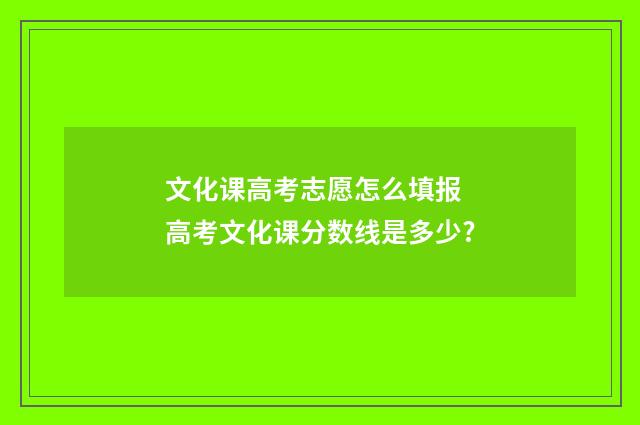 文化课高考志愿怎么填报 高考文化课分数线是多少?