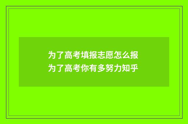 为了高考填报志愿怎么报 为了高考你有多努力知乎