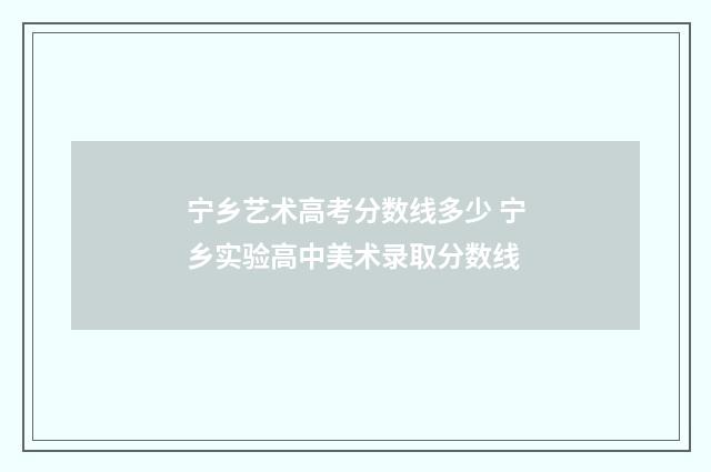 宁乡艺术高考分数线多少 宁乡实验高中美术录取分数线