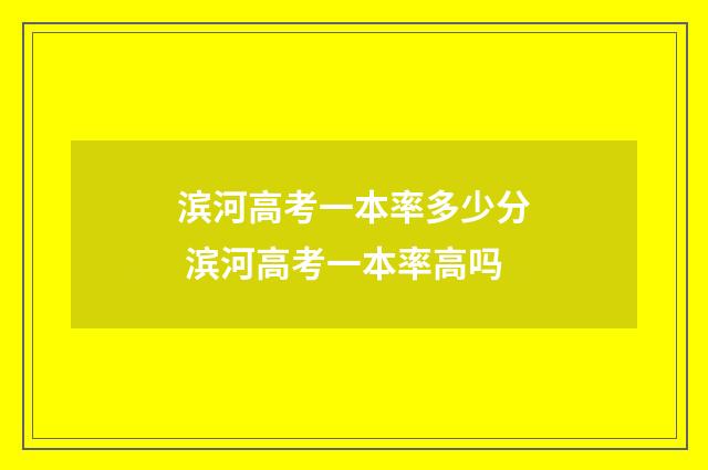 滨河高考一本率多少分 滨河高考一本率高吗