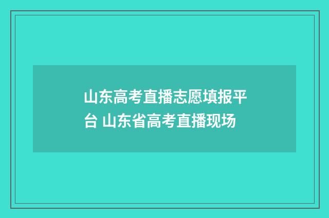 山东高考直播志愿填报平台 山东省高考直播现场
