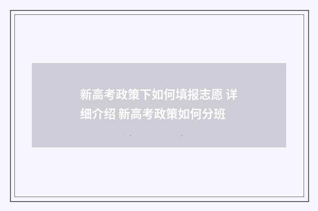 新高考政策下如何填报志愿 详细介绍 新高考政策如何分班