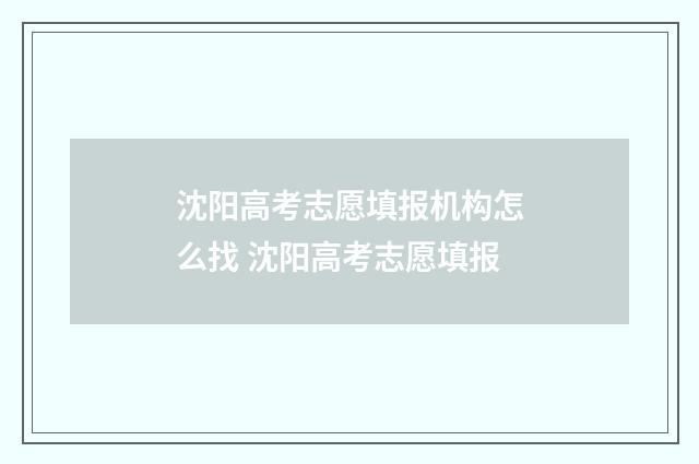 沈阳高考志愿填报机构怎么找 沈阳高考志愿填报