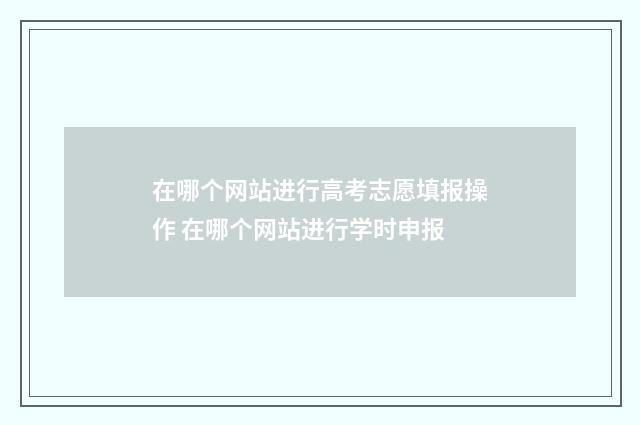 在哪个网站进行高考志愿填报操作 在哪个网站进行学时申报