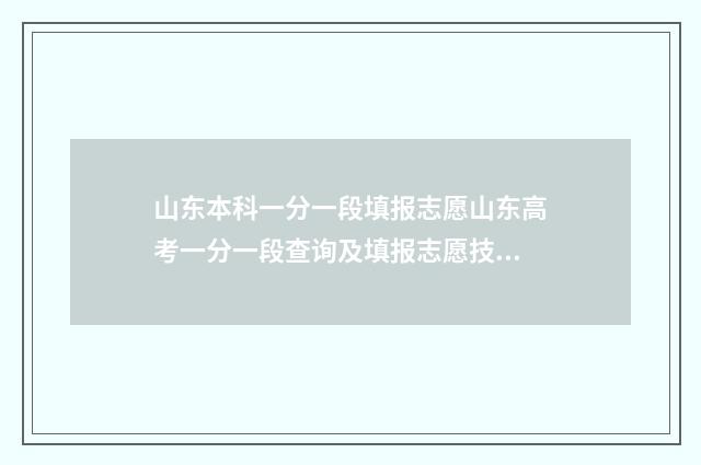 山东本科一分一段填报志愿山东高考一分一段查询及填报志愿技巧 山东本科2021一分一段表