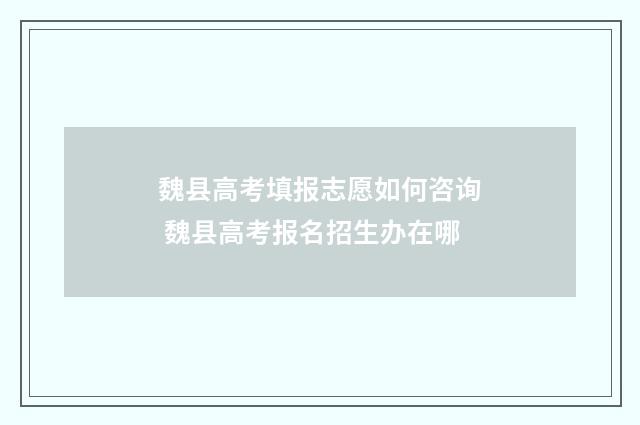 魏县高考填报志愿如何咨询 魏县高考报名招生办在哪