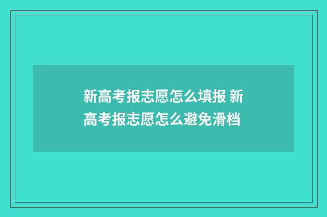 新高考报志愿怎么填报 新高考报志愿怎么避免滑档
