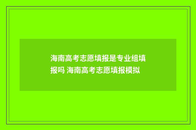 海南高考志愿填报是专业组填报吗 海南高考志愿填报模拟