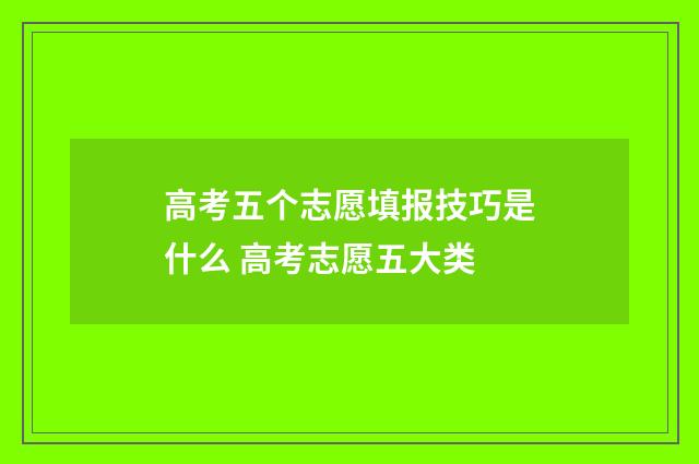 高考五个志愿填报技巧是什么 高考志愿五大类