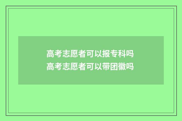 高考志愿者可以报专科吗 高考志愿者可以带团徽吗