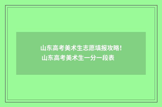 山东高考美术生志愿填报攻略！ 山东高考美术生一分一段表