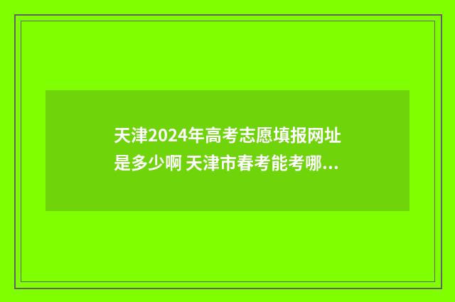 天津2024年高考志愿填报网址是多少啊 天津市春考能考哪些学校