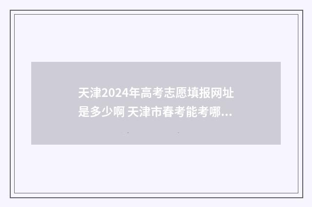 天津2024年高考志愿填报网址是多少啊 天津市春考能考哪些学校