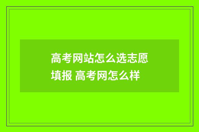 高考网站怎么选志愿填报 高考网怎么样