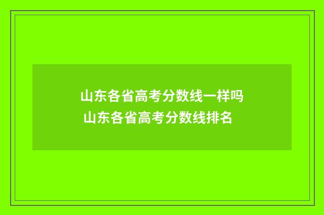 山东各省高考分数线一样吗 山东各省高考分数线排名
