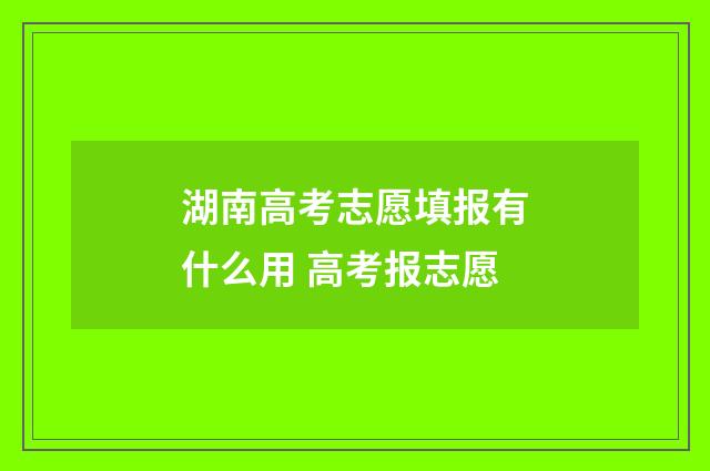 湖南高考志愿填报有什么用 高考报志愿