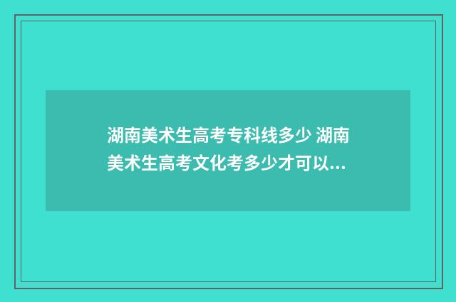 湖南美术生高考专科线多少 湖南美术生高考文化考多少才可以上一本