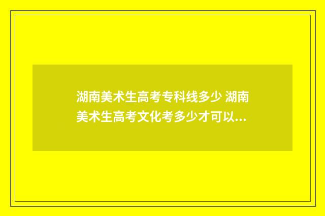 湖南美术生高考专科线多少 湖南美术生高考文化考多少才可以上一本