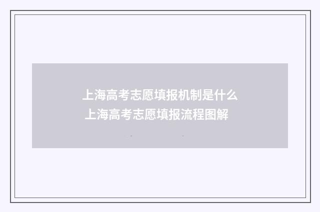 上海高考志愿填报机制是什么 上海高考志愿填报流程图解
