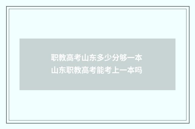 职教高考山东多少分够一本 山东职教高考能考上一本吗