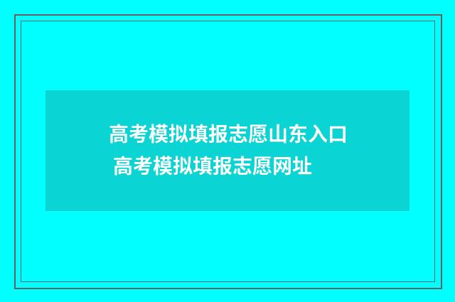 高考模拟填报志愿山东入口 高考模拟填报志愿网址