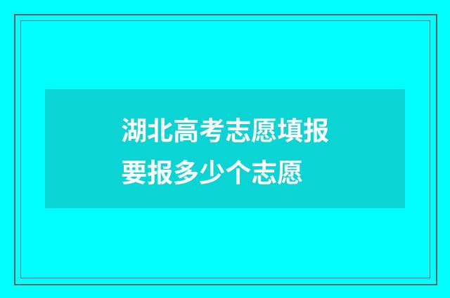 湖北高考志愿填报要报多少个志愿
