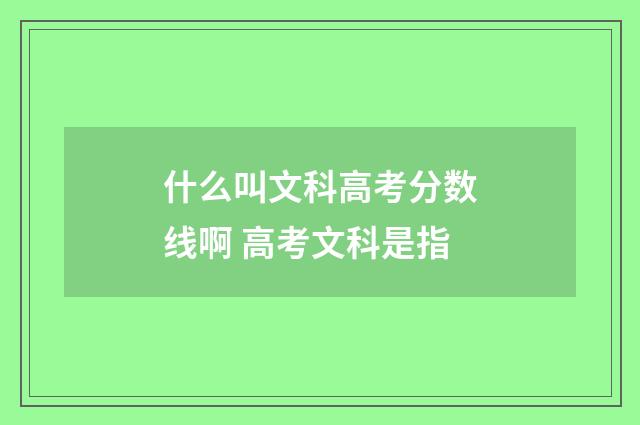 什么叫文科高考分数线啊 高考文科是指