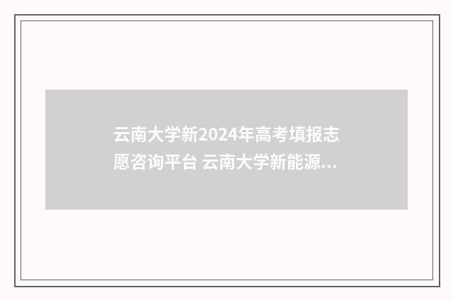 云南大学新2024年高考填报志愿咨询平台 云南大学新能源科学与工程专业