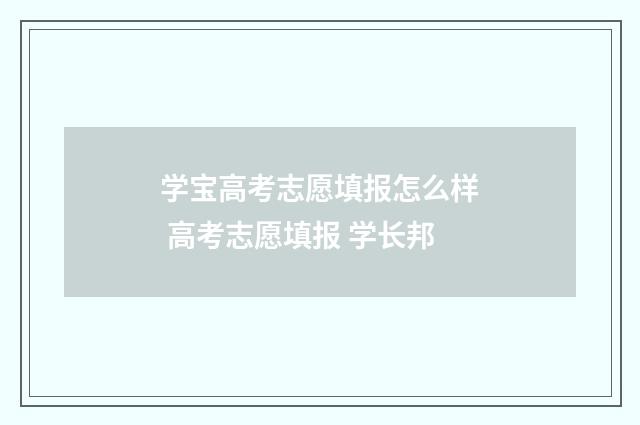 学宝高考志愿填报怎么样 高考志愿填报 学长邦