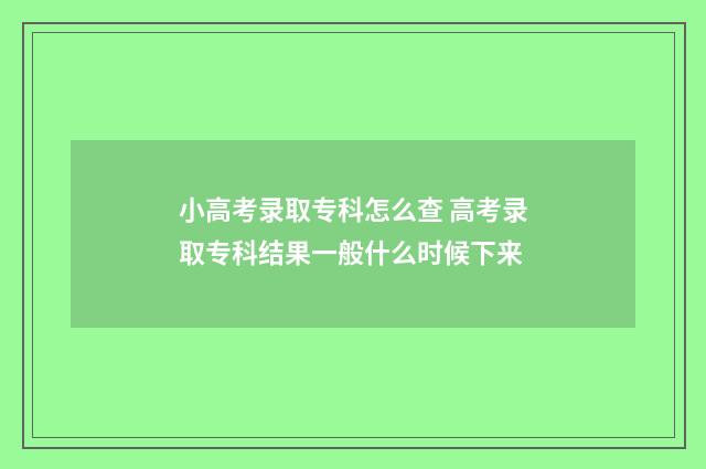 小高考录取专科怎么查 高考录取专科结果一般什么时候下来