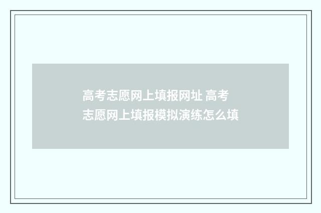 高考志愿网上填报网址 高考志愿网上填报模拟演练怎么填