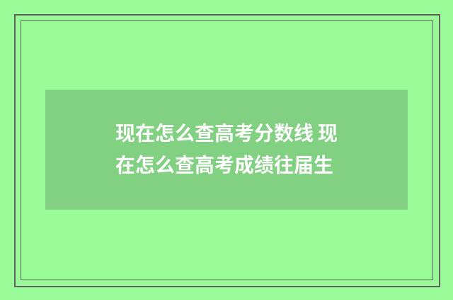 现在怎么查高考分数线 现在怎么查高考成绩往届生