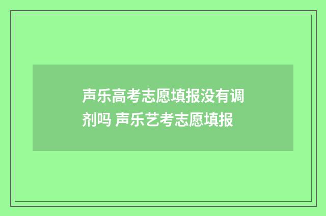 声乐高考志愿填报没有调剂吗 声乐艺考志愿填报