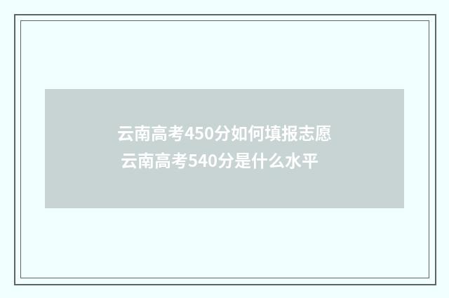 云南高考450分如何填报志愿 云南高考540分是什么水平