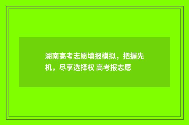 湖南高考志愿填报模拟，把握先机，尽享选择权 高考报志愿