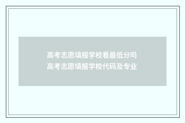 高考志愿填报学校看最低分吗 高考志愿填报学校代码及专业