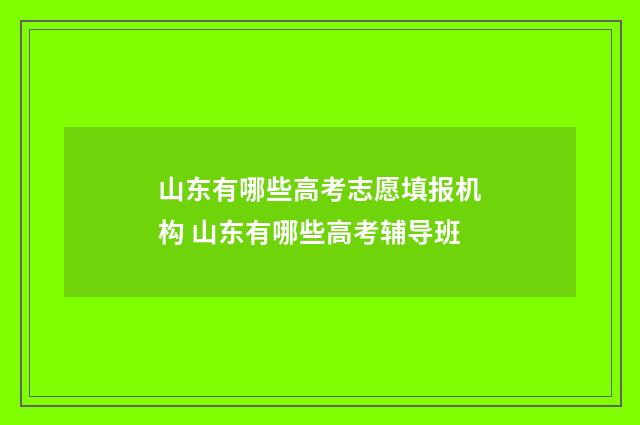 山东有哪些高考志愿填报机构 山东有哪些高考辅导班
