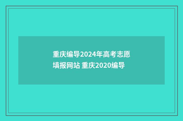 重庆编导2024年高考志愿填报网站 重庆2020编导