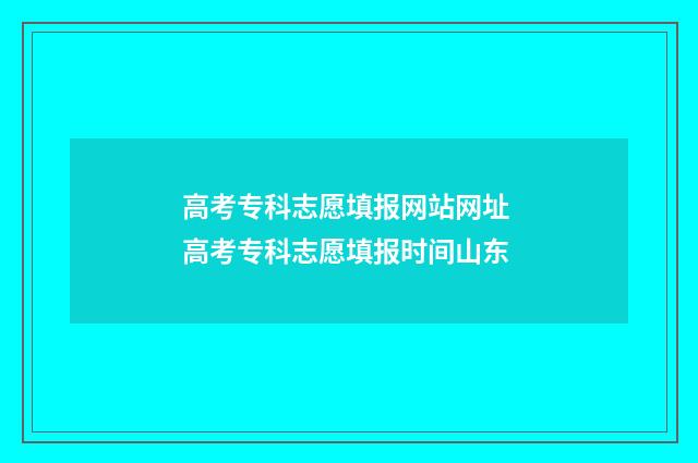 高考专科志愿填报网站网址 高考专科志愿填报时间山东