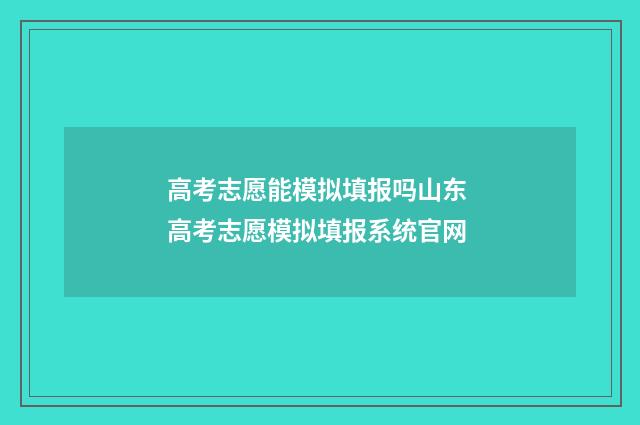 高考志愿能模拟填报吗山东 高考志愿模拟填报系统官网