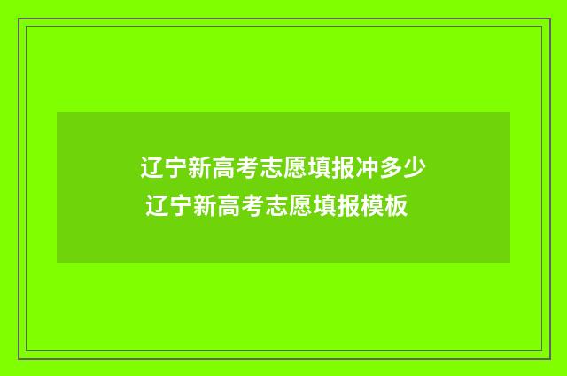 辽宁新高考志愿填报冲多少 辽宁新高考志愿填报模板