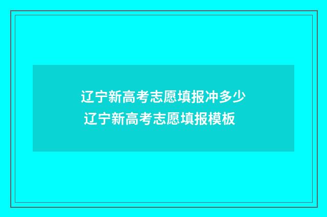 辽宁新高考志愿填报冲多少 辽宁新高考志愿填报模板