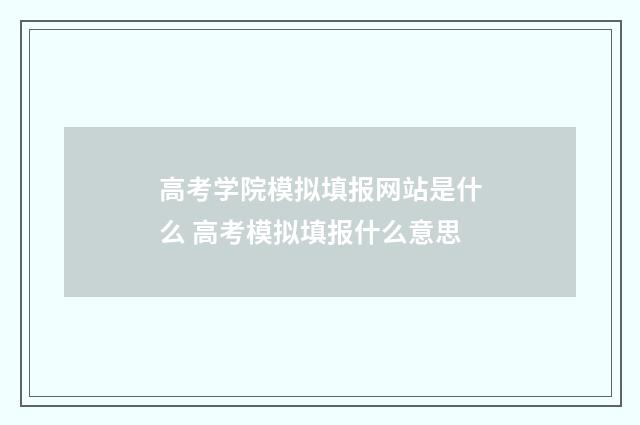 高考学院模拟填报网站是什么 高考模拟填报什么意思