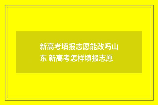 新高考填报志愿能改吗山东 新高考怎样填报志愿