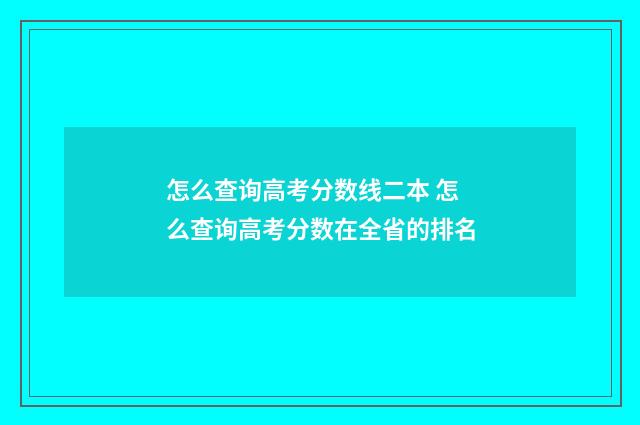 怎么查询高考分数线二本 怎么查询高考分数在全省的排名