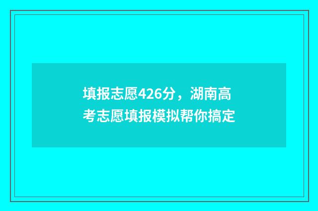 填报志愿426分，湖南高考志愿填报模拟帮你搞定
