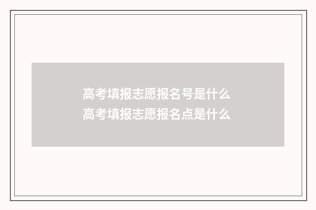 高考填报志愿报名号是什么 高考填报志愿报名点是什么