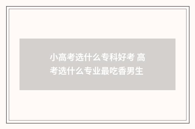 小高考选什么专科好考 高考选什么专业最吃香男生