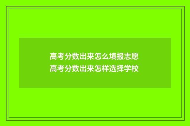 高考分数出来怎么填报志愿 高考分数出来怎样选择学校