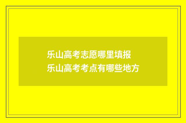 乐山高考志愿哪里填报 乐山高考考点有哪些地方